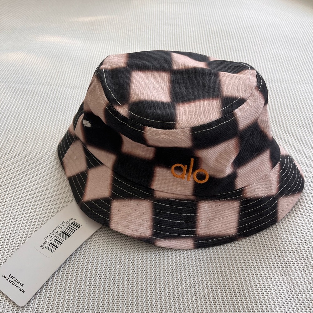 ALO Yoga Pink & Black Checkered Bucket Hat